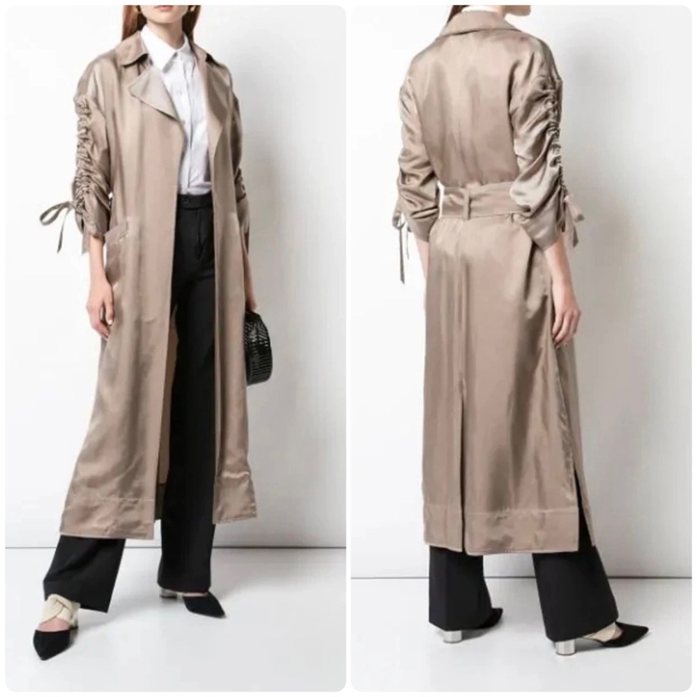 Cinq à Sept Aziza Duster Trench Coat Pewter XS/S NWT - Picture 3 of 16